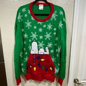 Peanuts Snoopy Green and Red Christmas Sweater